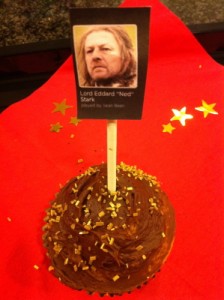A cupcake with Ned Stark's picture on it.